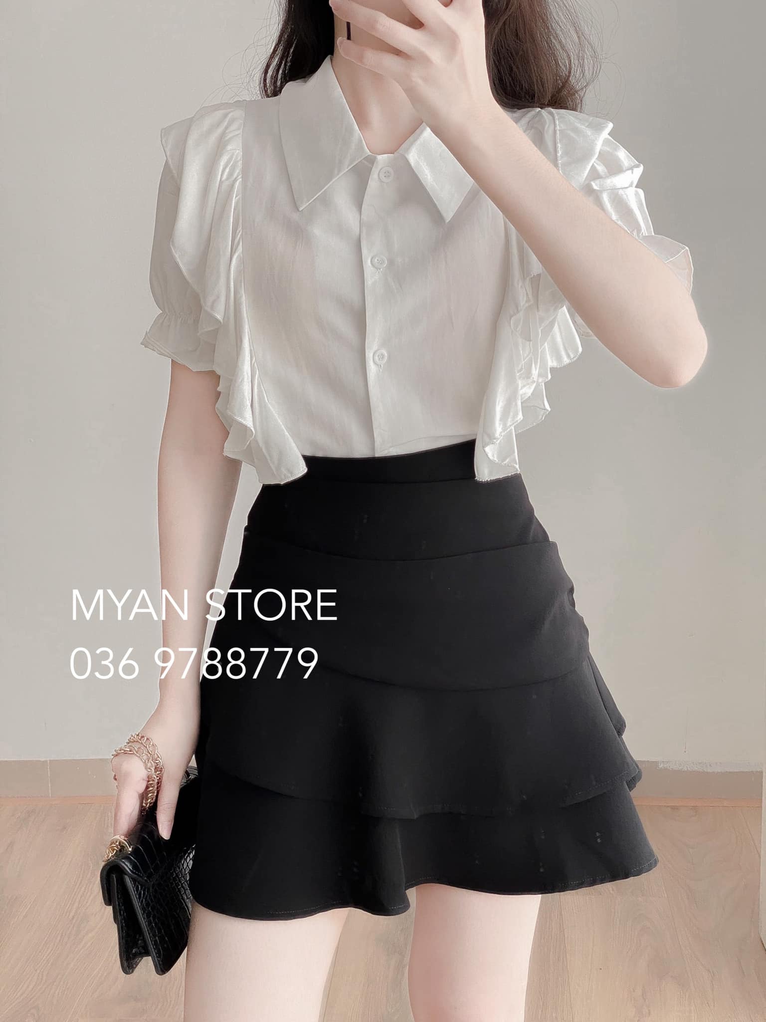 Chân váy đuôi cá myan thiết kế dáng xòe 2 tầng dáng ngắn - vvn062111