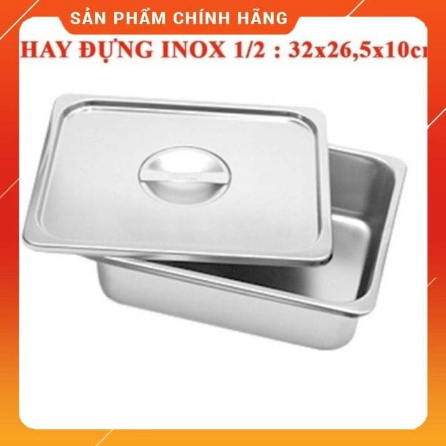Khay đựng topping inox có nắp 1/2
