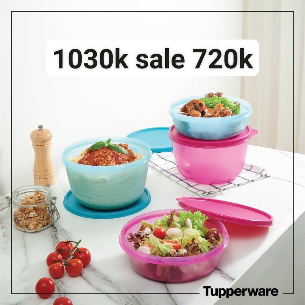 Bộ hộp bát tròn kín khí kín nước Tupperware modular bowl 1L / 15L / 2L