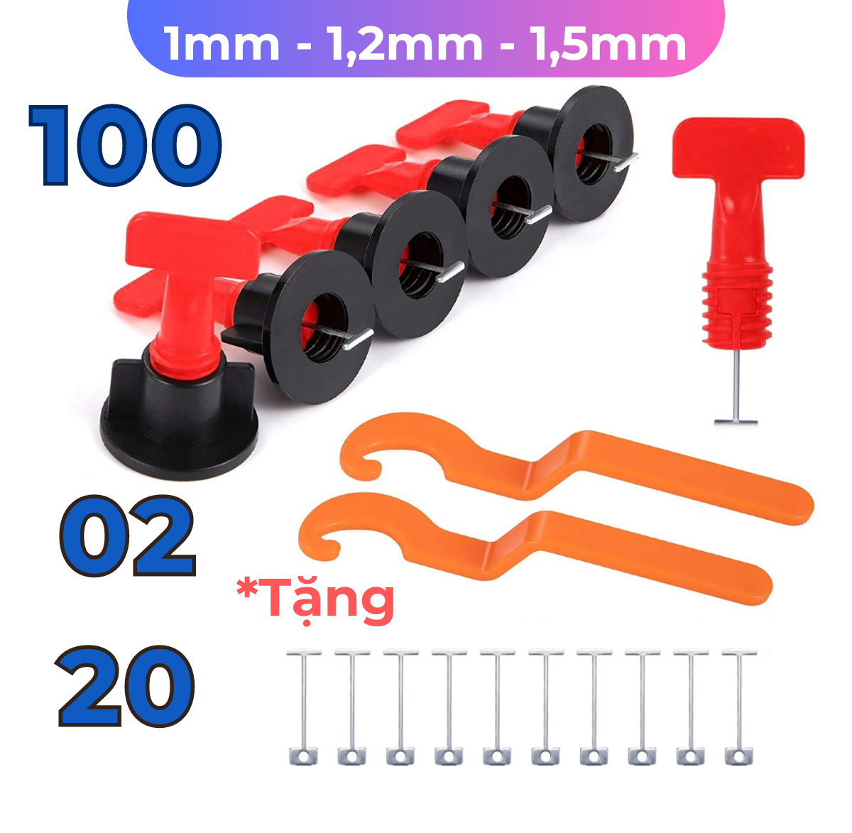 Ke lát gạch tái sử dụng - ke vít vặn - lát mạch 1mm - 1.2mm - 1.5mm - ke cân bằng ốp lát gạch