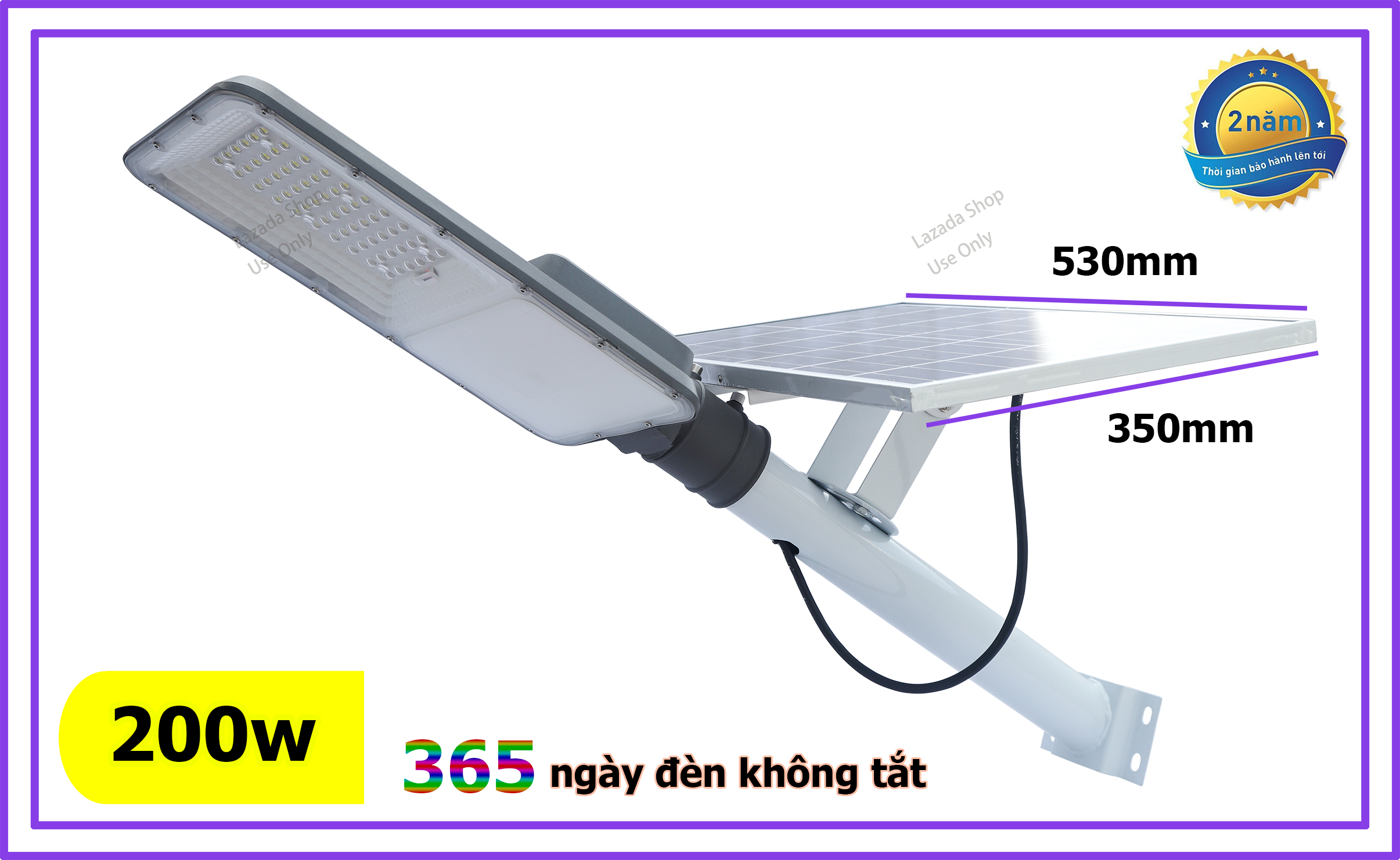 Đèn đường LED năng lượng mặt trời 200W