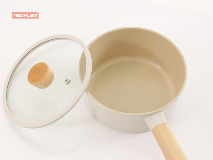 Nồi tráng gốm chống dính đế từ cán gỗ Fika 18cm Neoflam Hàn Quốc