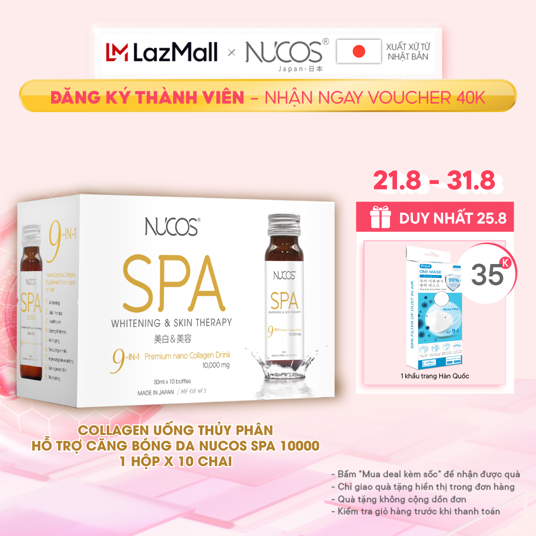 Collagen uống thủy phân căng bóng da Nucos Spa 10000​ hộp 10 chai x 50ml