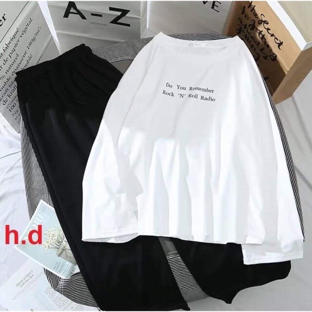 Sét áo ROCK tay dài + quần xuông đen HĐ12, Thời trang nữ, Đồ bộ, Sét quần áo, Sét đẹp, Sét nữ, Sét đồ nữ, Sét bộ nữ quần ống rộng, Sét đồ nữ cá tính
