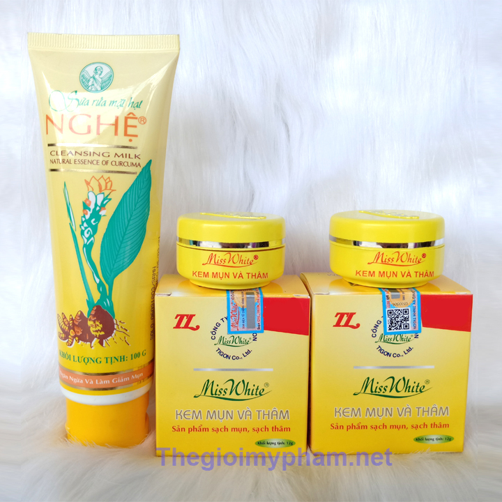Combo 2 Hộp Kem Miss White + SRM Thorakao Nghệ 100g