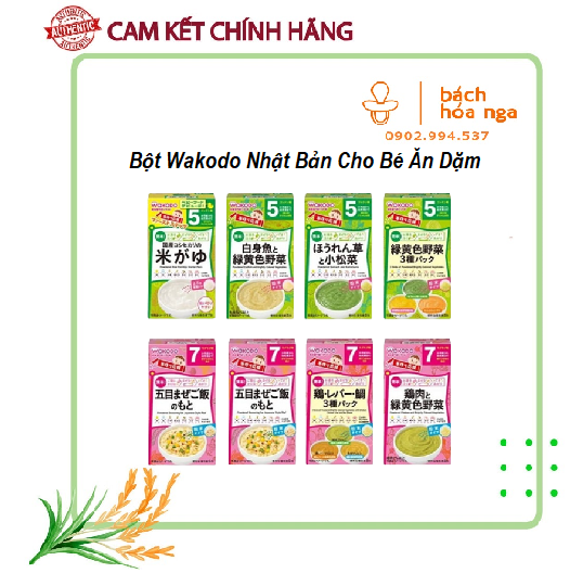 Bột soup và bột ăn dặm wakodo nhật bản các vị cho bé từ 5m hộp 8 gói