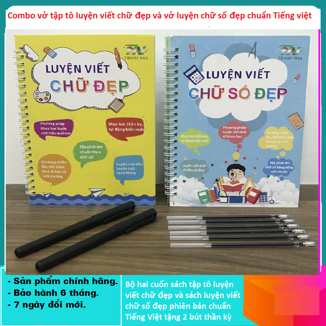 Combo 3 Cuốn Tập Luyện Viết Chữ Và Số Cho Bé - Thanh Nga mực tự bay dùng mãi mãi