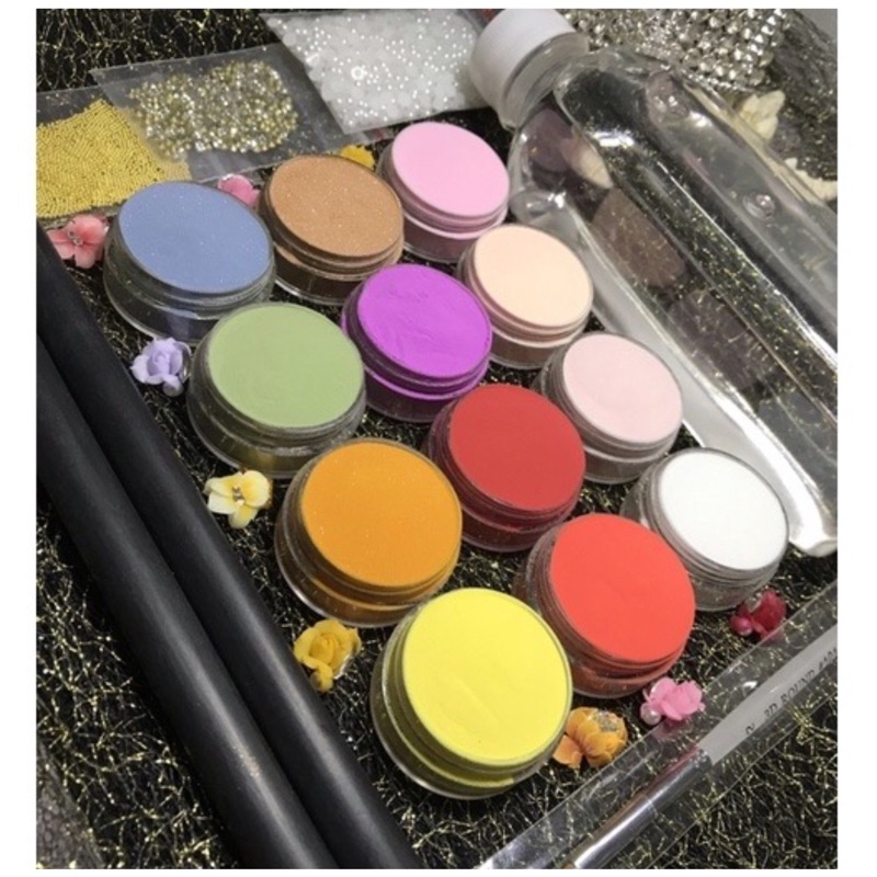 Set bột mỹ siêu dẻo 12 màu nặn hoa, đắp bột , nhúng bột đa năng hàng chuẩn