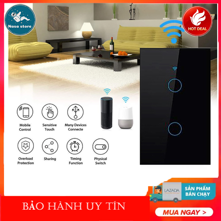 Công tắc cảm ứng, công tắc điều khiển từ xa, công tắc wifi, Loại 2-3-4 nút -HÀNG CHÍNH HÃNG- công nghệ hiện đại-công tắc thông minh GOOGLE HOME- Hẹn giờ tắt/bật - tiết kiệm điện năng- bảo hành uy tín lỗi 1 đổi 1-