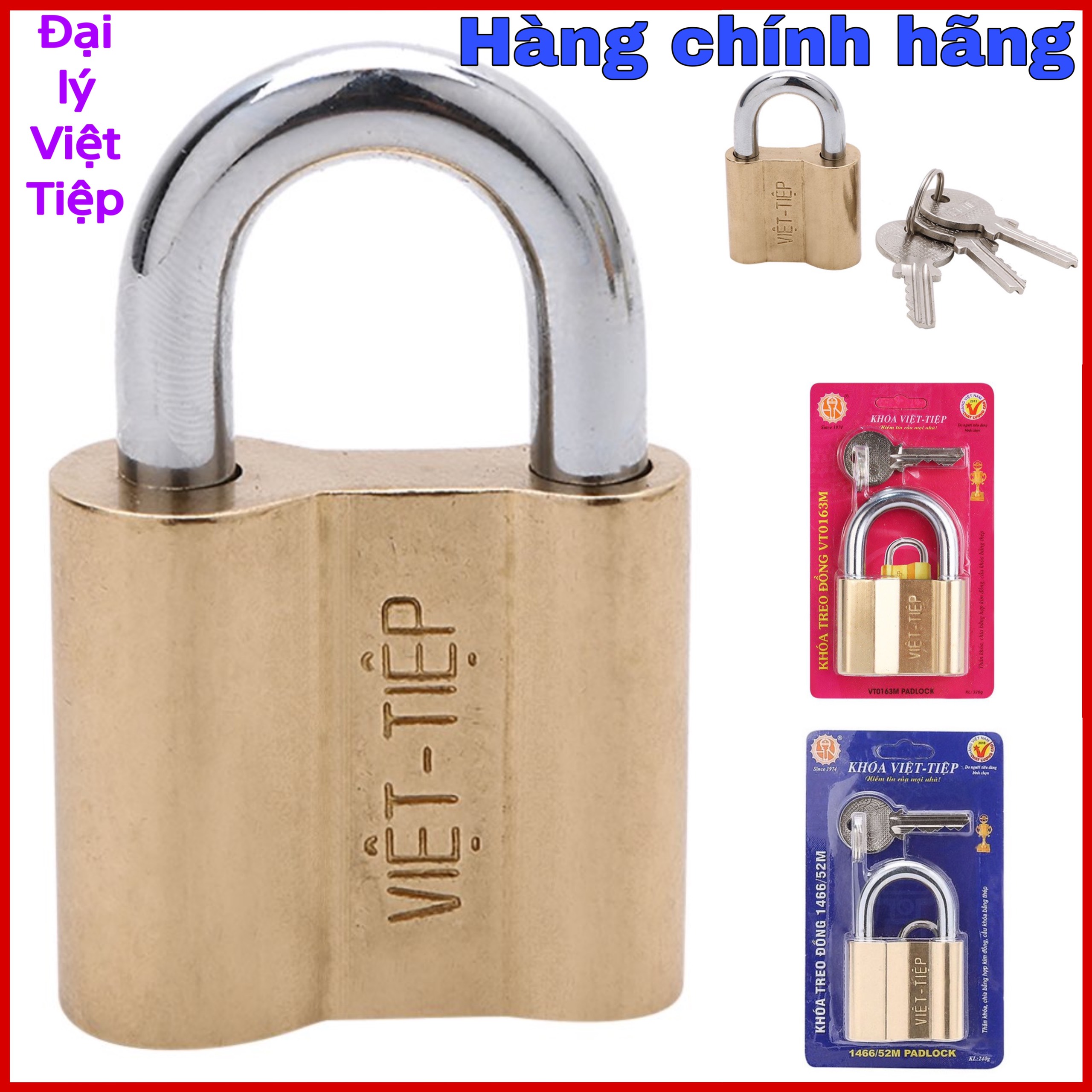 Ổ khoá Việt Tiệp treo đồng 5P và 6P⚡FREE SHIP⚡ Khóa Việt Tiệp giữ chìa,khóa bằng chìa.khả năng:chống cưa-chống cắt-chống đục.
