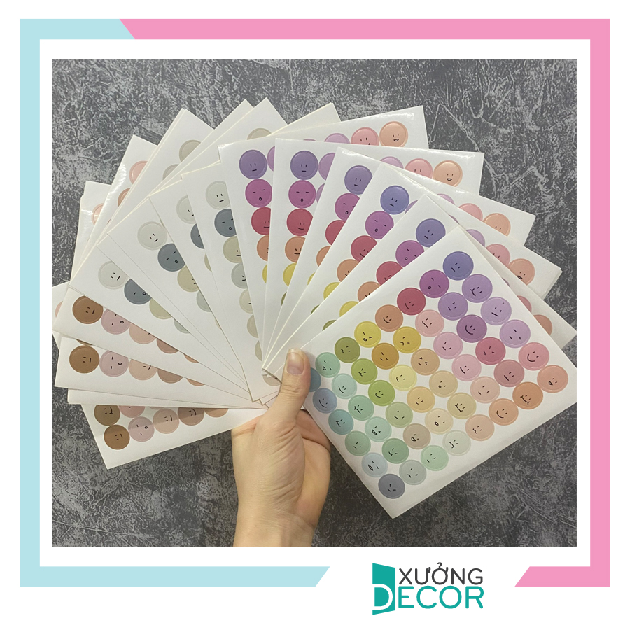 Sticker emoji sticker tròn nhãn dán mặt cười dễ thương trang trí sổ tay decor bàn học 4020