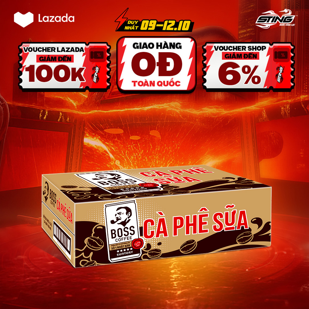 [SALE 10.10-VC ĐẾN 12%] Thùng 24 Lon Cà phê sữa Boss (180ml/lon)