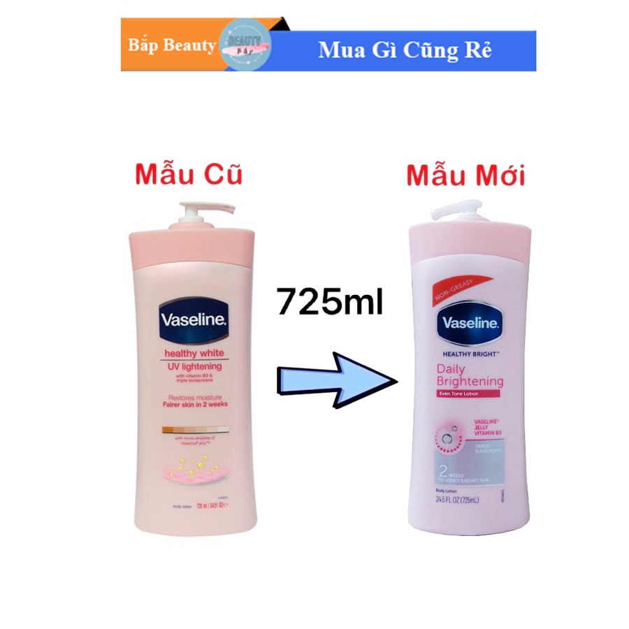 Sữa Dưỡng Thể Trắng Da Vaseline Healthy Bright Daily Brightening 725ml vòi trắng