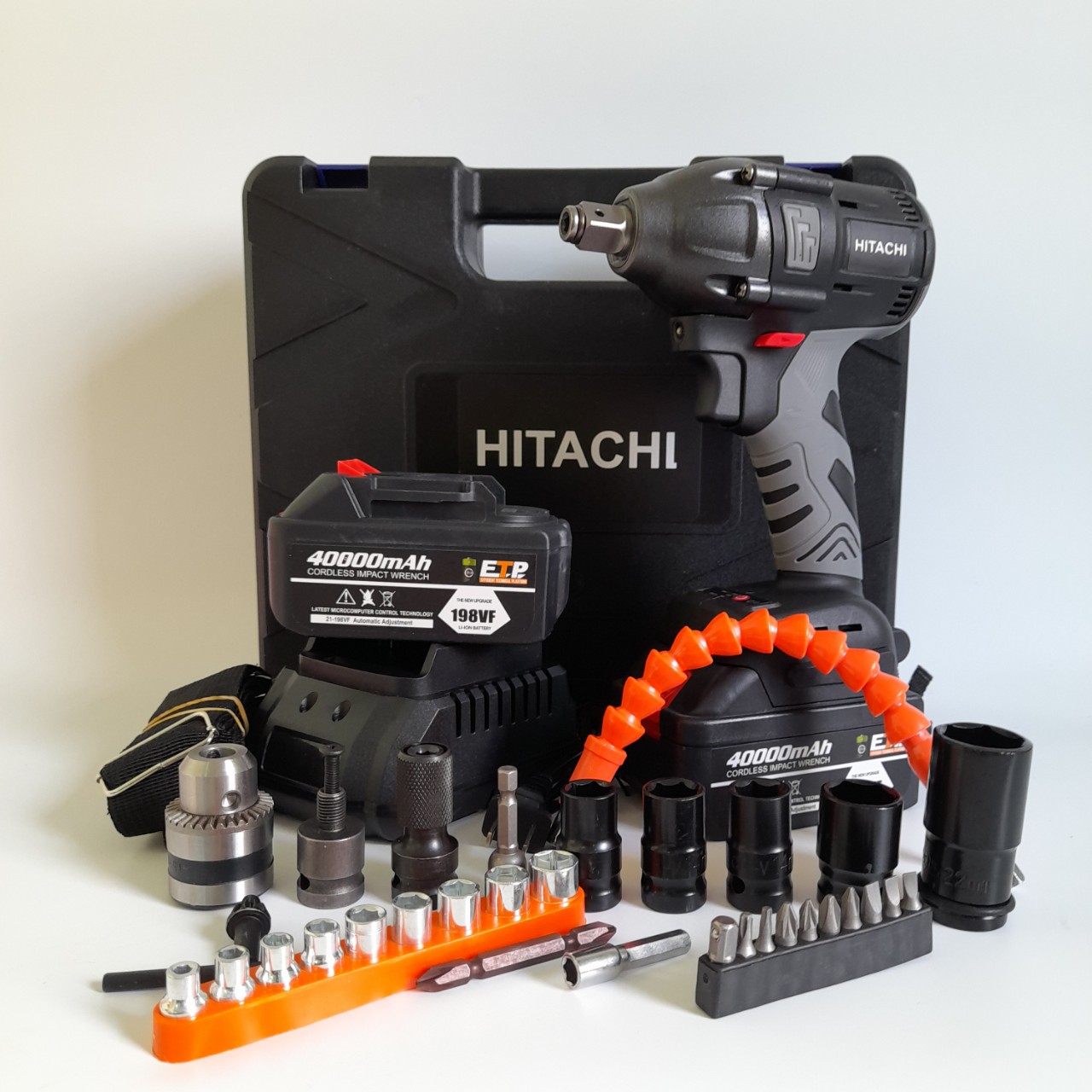 Máy khoan pin - Máy siết bulong dùng pin HITACHI 198V không chổi than, pin khủng 10 Cell