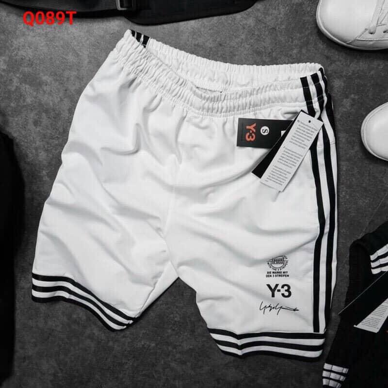Quần short thun basic thể thao y3 phối sọc nam nữ