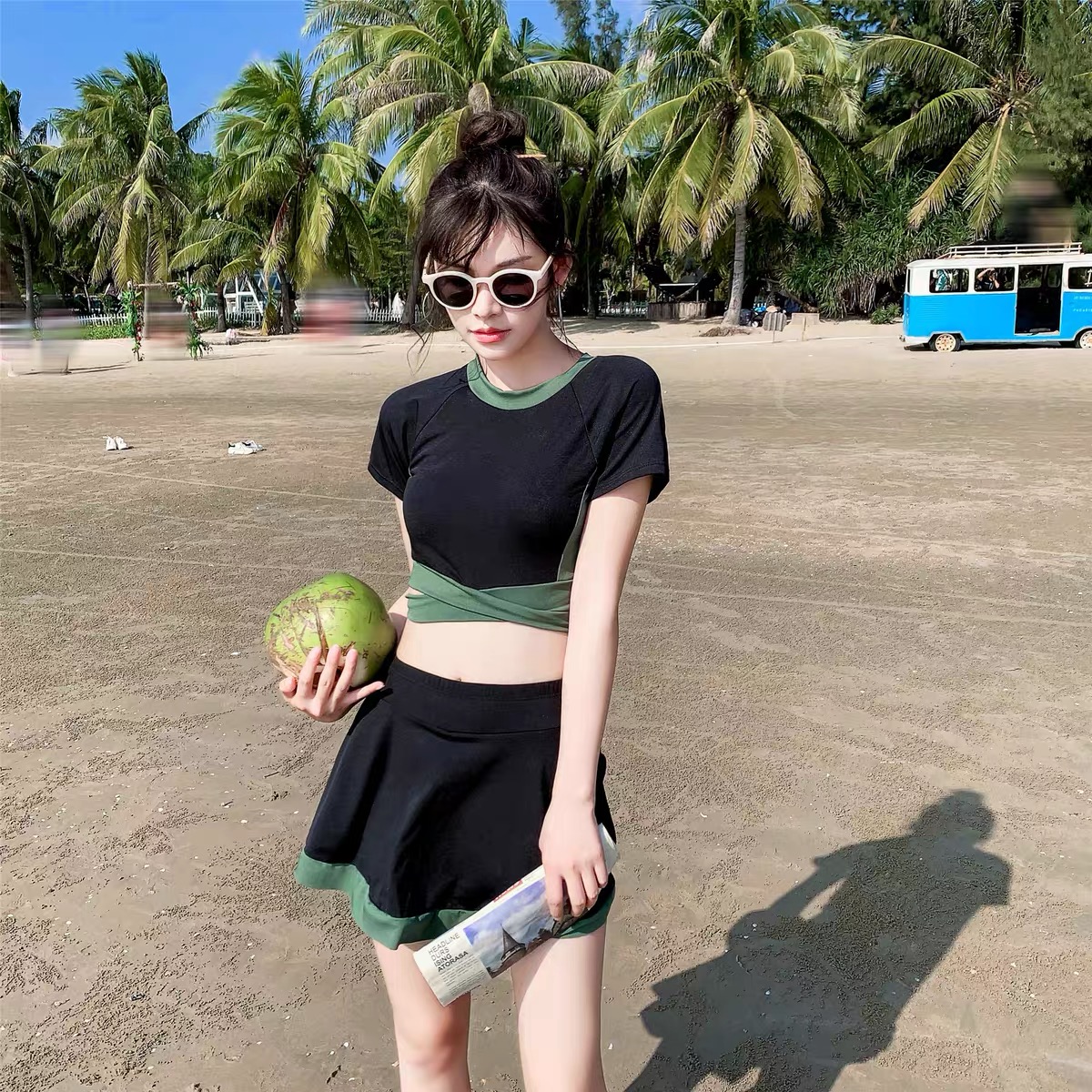 Đồ bơi nữ bikini nữ kín đáo tay ngắn váy quần đi biển đi bơi cao cấp-JAMI-ATD_784