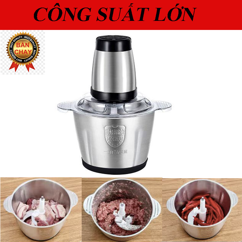 BÁN CHẠY I Máy Xay Thịt 2 Lít| Máy Xay Hành Tỏi, Xay Thịt Thịt Làm Giò Chả, Chạy Mạnh, Lưỡi Dao Sắt, Công Suất 300W, AMIN SHOP