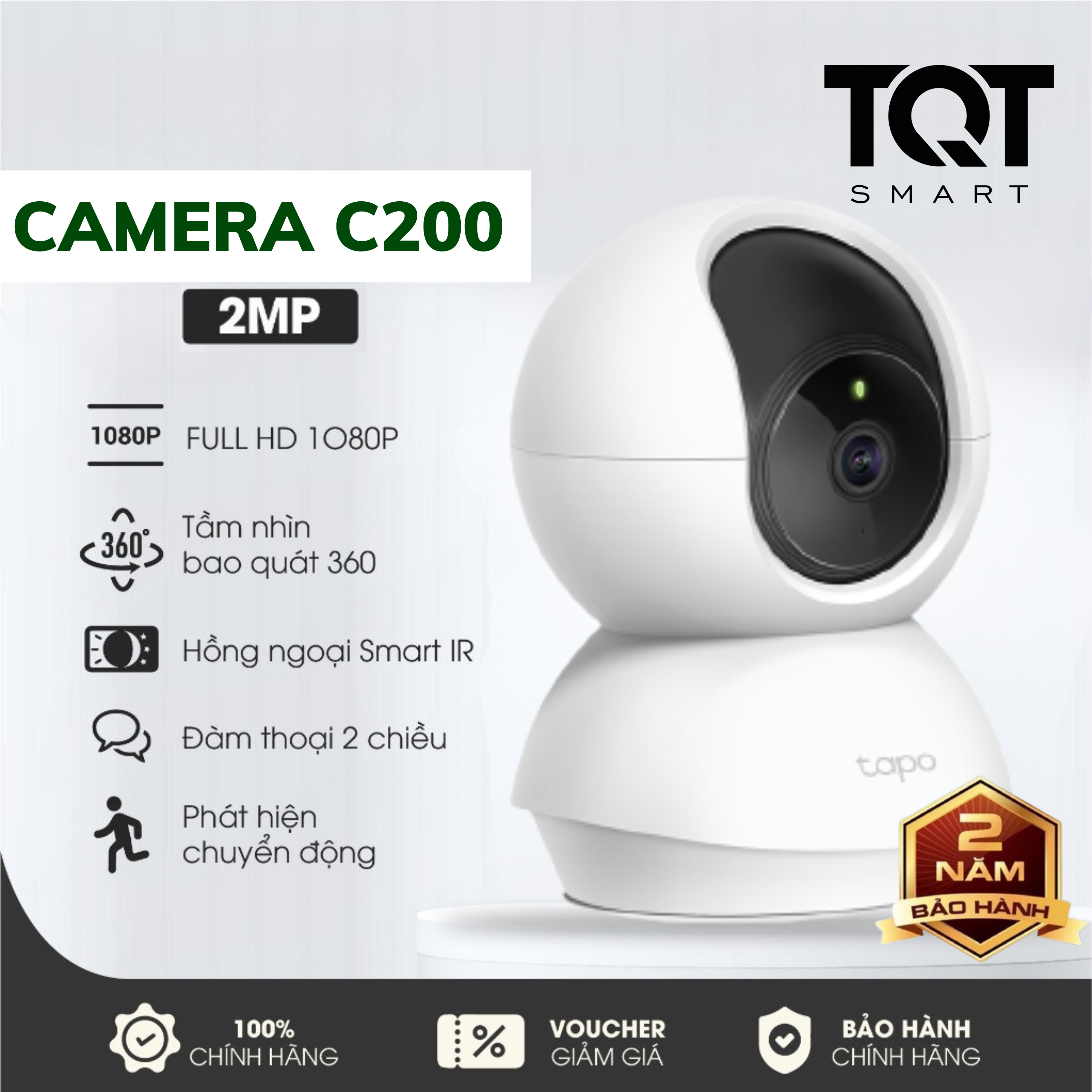Camera Wifi C200 Full HD 1080P - Độ Phân Giải 2MP - Xoay 360 Độ