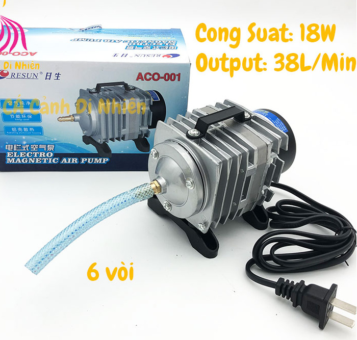Máy sục sủi thổi khí oxy hồ cá cảnh resun aco-001 xài điện 220v 6 vòi