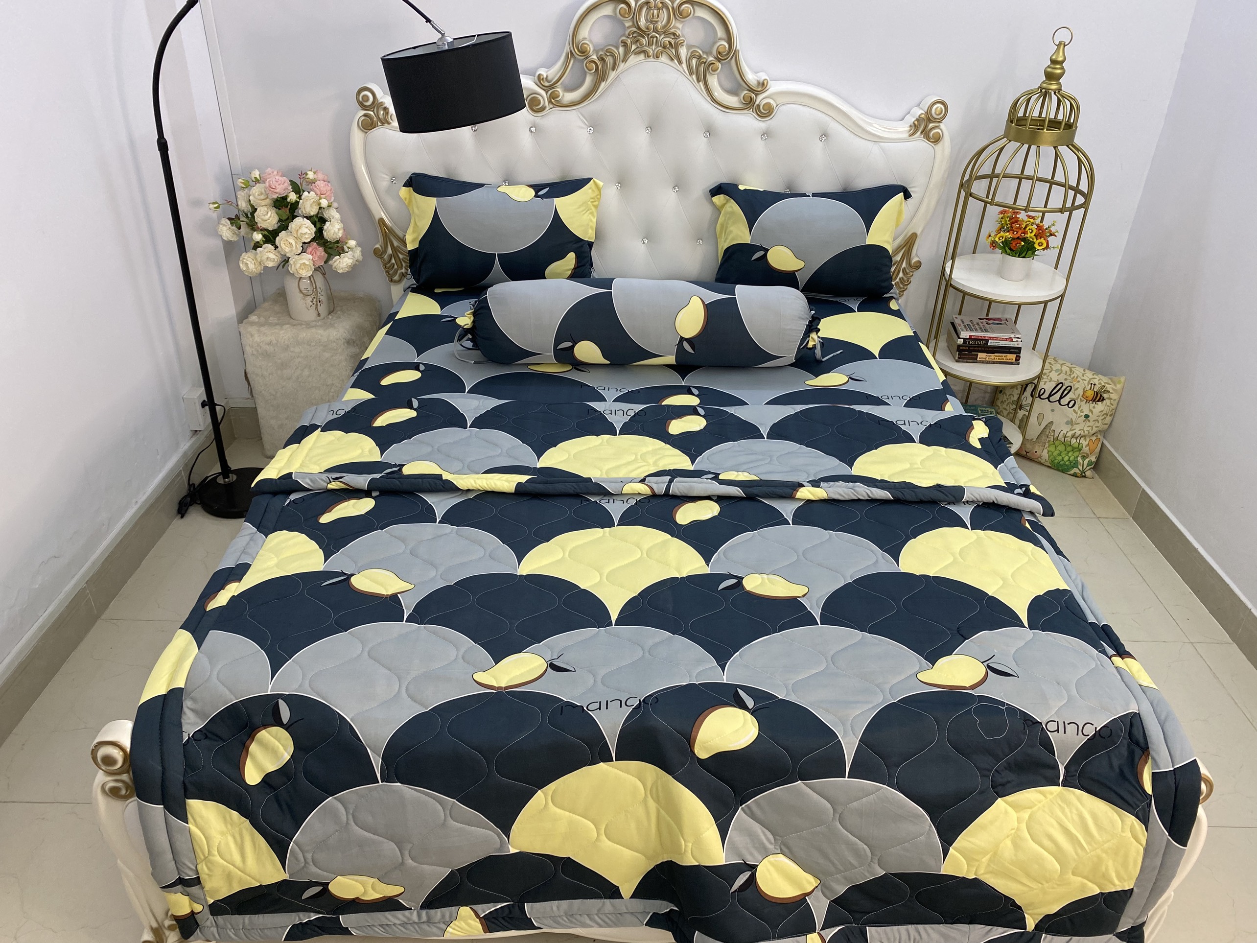 [HCM]Bộ Drap thun Hàn Quốc loại 1 có mền 5 món ( 1 drap + 1 chăn chần bông + 3 áo gối) đủ size