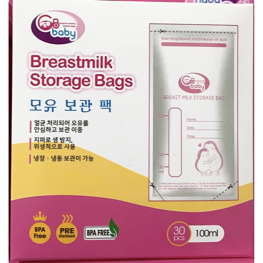 Túi Trữ Sữa Gb Baby - Hàn Quốc Hộp 30 Túi/100Ml