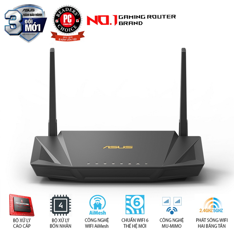 Thiết bị mạng ASUS RT-AX56U Router - 1800 Mbps, WiFi 6, AiMesh, MU-IMO