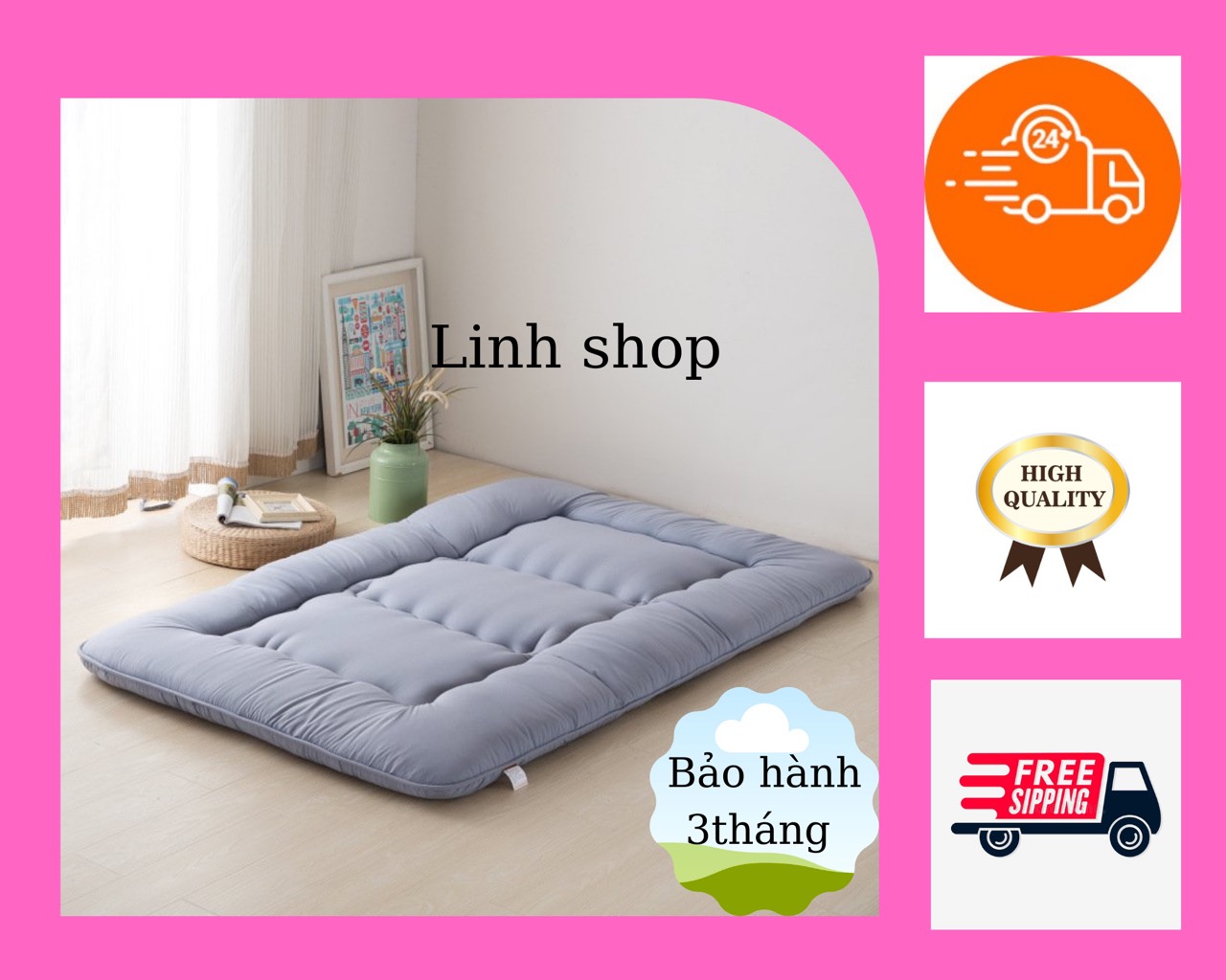 Nệm ngủ gấp gọn  2 người nằm siêu dày size 1m4x2m|Topper Nệm Bông Xuất Nhật ( hàng chụp hình thật)