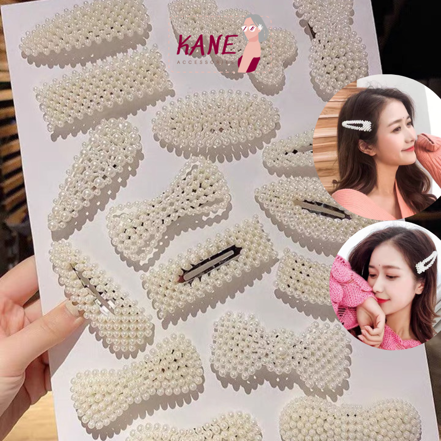 Kẹp tóc mái đính hạt nhiều kiểu vintage Hàn Quốc xinh Kane, set 5 set 10 kẹp tóc nữ đính hạt dễ thương