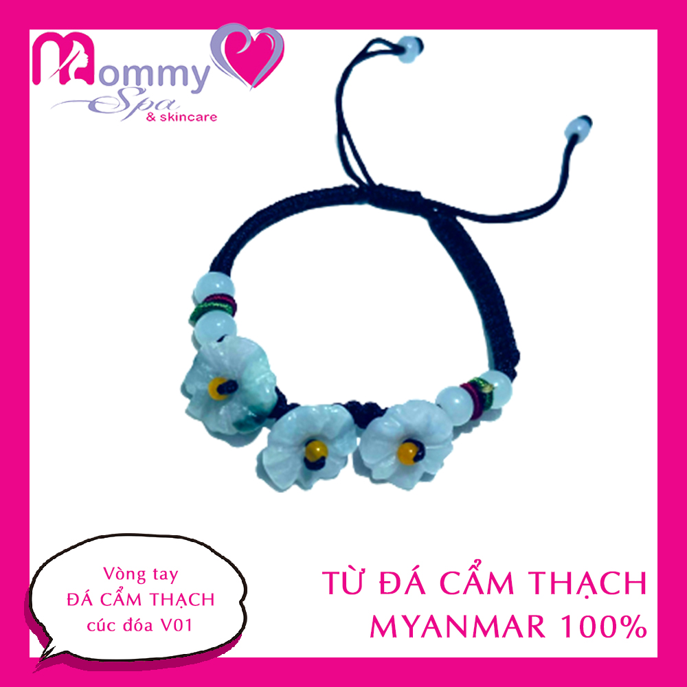 Vòng tay đá CẨM THẠCH MYANMAR cúc đóa V01 (thanh lọc cơ thể, tốt cho mẹ bầu & thai nhi)