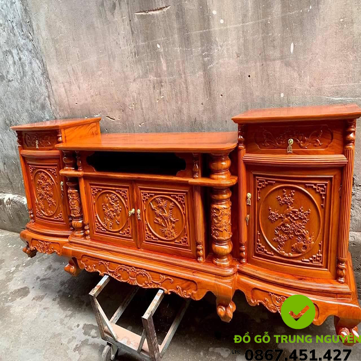 Kệ tivi cột nho gỗ hương đá nam phi