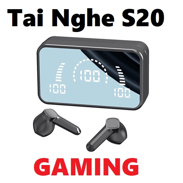   HÀNG HOT 2024  Tai Nghe Không Dây S20 TWS Fone Bluetooth 5.1 2000mAh Chống Thấm Nước Kèm Hộp Sạc Mặt Gương Sang Trọng 
