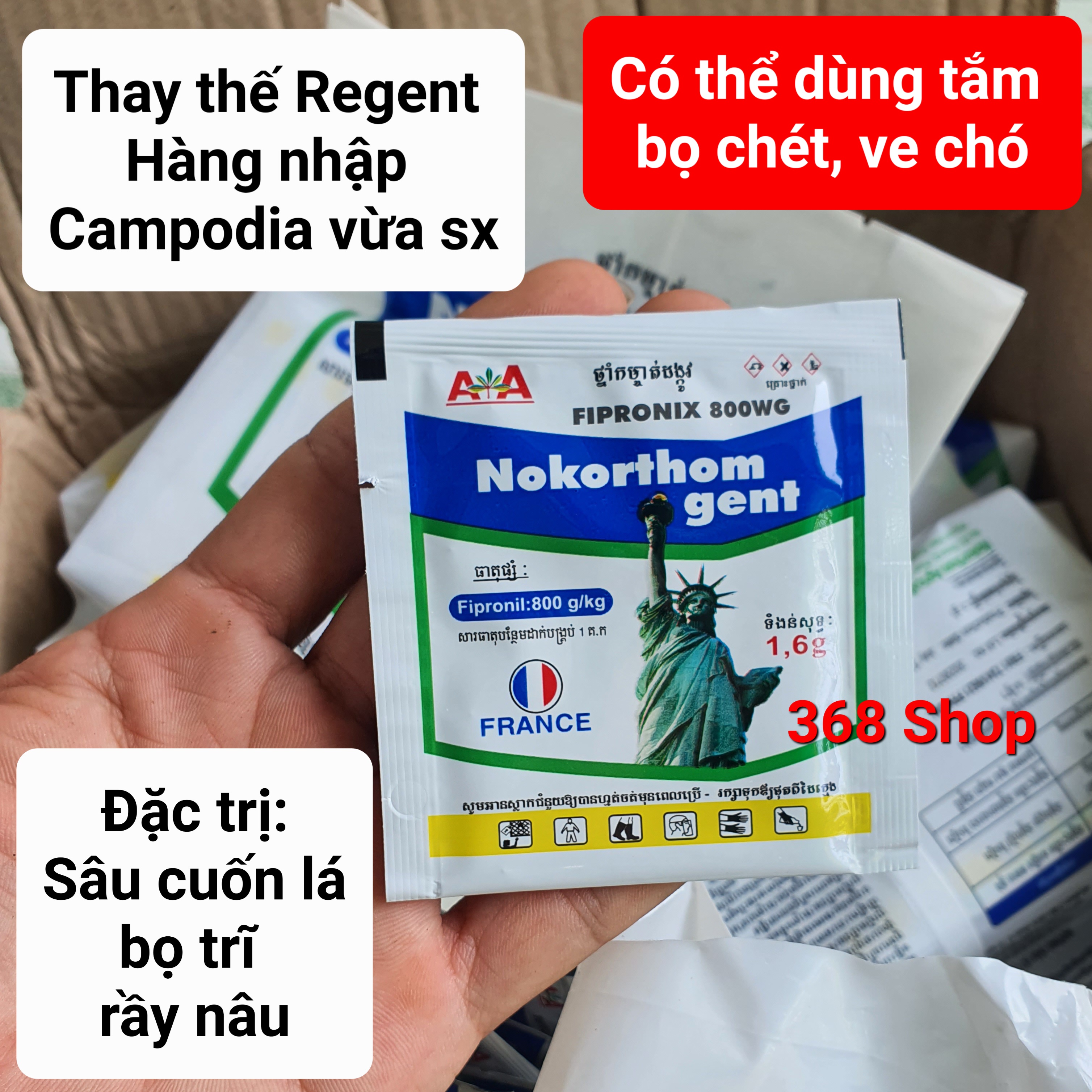   Combo 5 gói  T  Tương tự 100% regent xưa  Thuốc trừ sâu FIPRONIX 800WG Nokorthom Gent 1,6g - Đặc trừ bọ trĩ kiến gián đuông dừa bọ ve chó sâu cuốn lá sâu tơ Regent 800WG 
