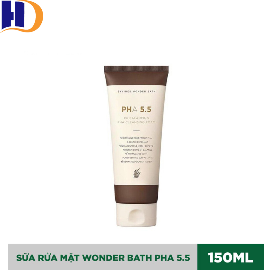 Sữa Rửa Mặt Tẩy Tế Bào Chết Byvibes Wonder Bath PHA 5.5 PH Balancing PHA Cleansing Foam