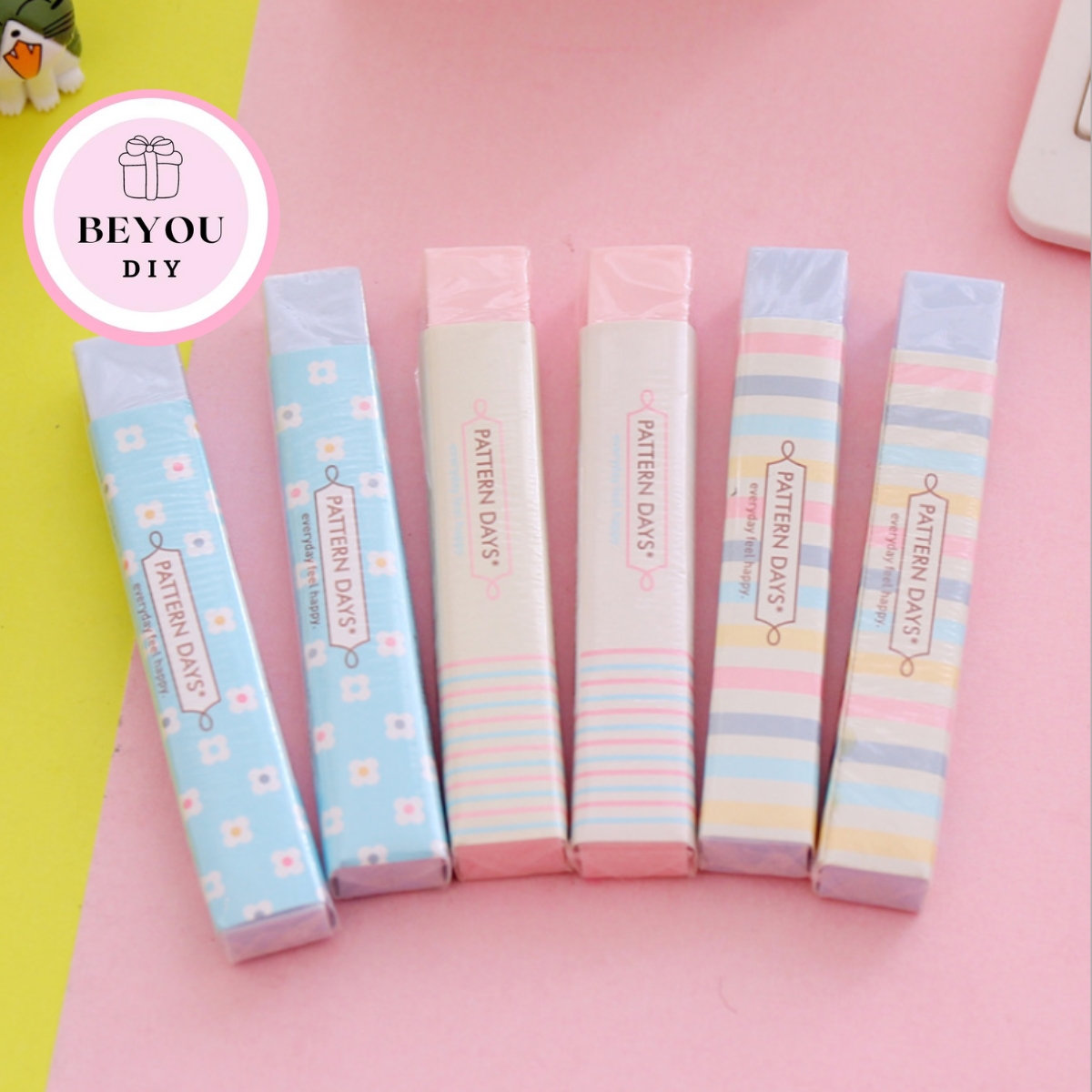 Gôm Tẩy Hình Thỏi Chữ Nhật Patern Days, Cục Tẩy Dạng Thanh Dài Đơn - BEYOU
