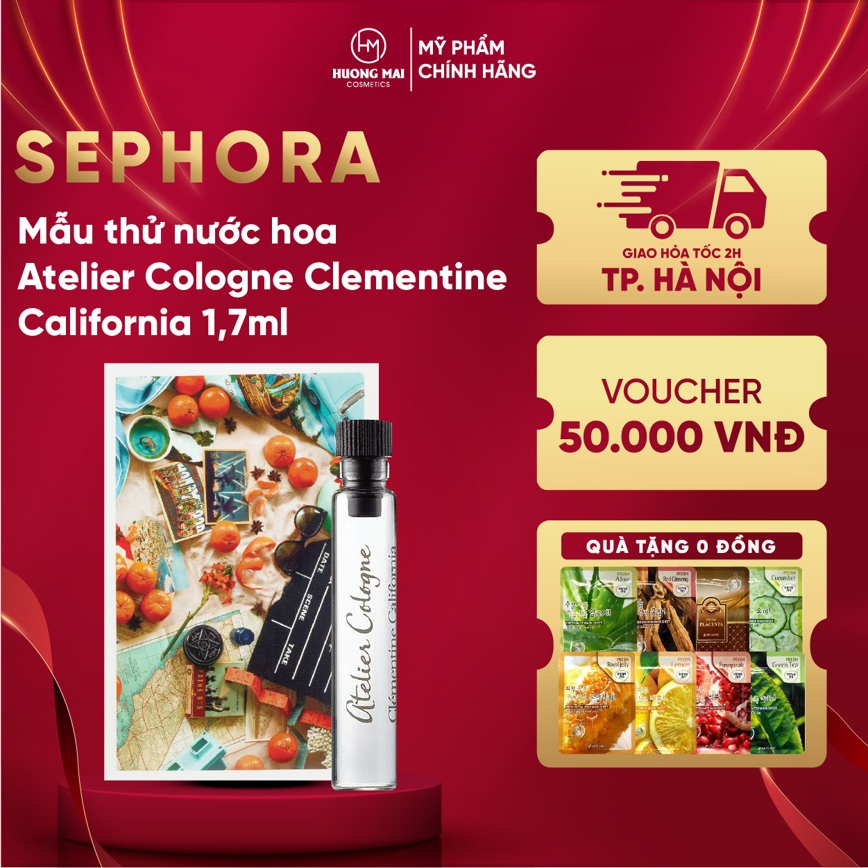 [ Quà Tặng SEPHORA ] Mẫu thử Nước hoa Atelier Cologne Clementine California 1,7ml