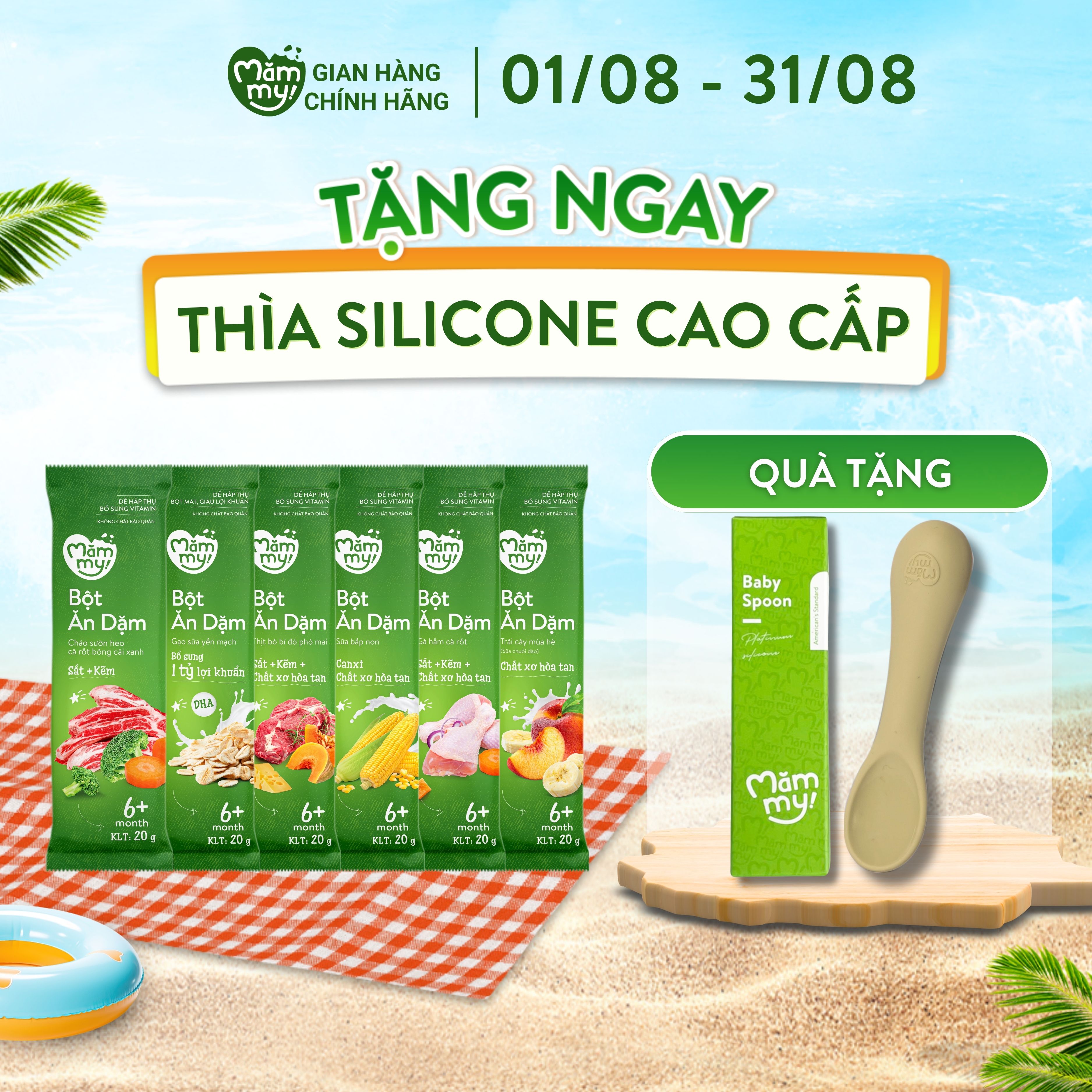 Combo 6 gói bột lẻ ăn dặm cho bé từ 6 tháng bột sữa yến mạch, sữa bắp non, trái cây mùa hè, cháo sườn heo, thịt bò,..