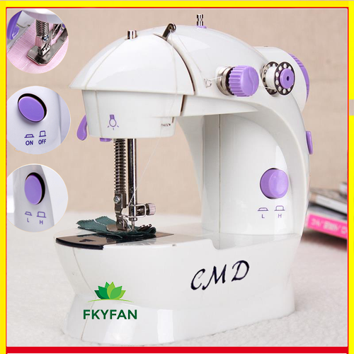 (BIG SALE )Máy khâu mini có vắt sổ Máy may mini CMD nhỏ gọn cho gia đình Có đèn led hỗ trợ may vá, vật dụng tiện lợi cho mọi gia đình Máy May Quần Áo -Bảo Hành 16 tháng