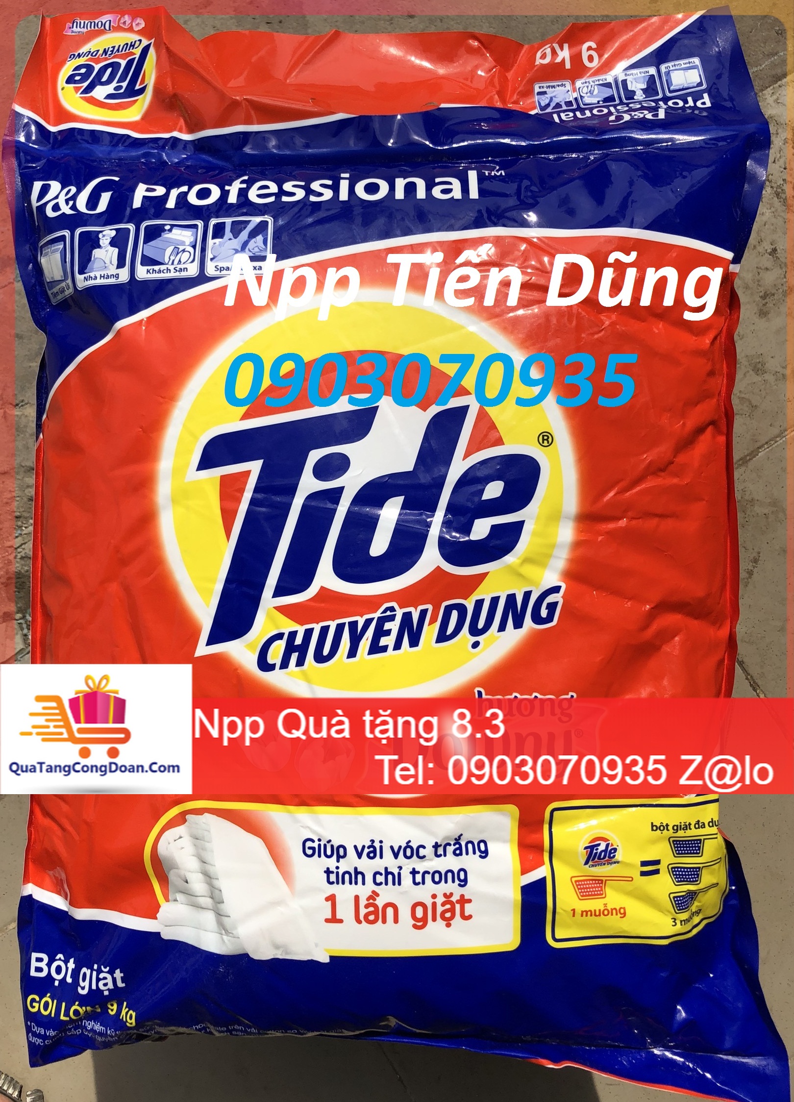 [HCM] Bột giặt Tide Chuyên dụng 9kg hương Downy Quà Tặng Doanh Nghiệp Tiến Dũng