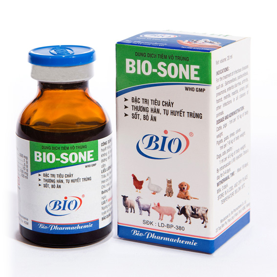 [HCM]BIO-SONE chai 20ml. Dùng cho thú bị tụ huyết trùng viêm ruột tiêu chảy sốt bỏ ăn không rõ nguyên nhân