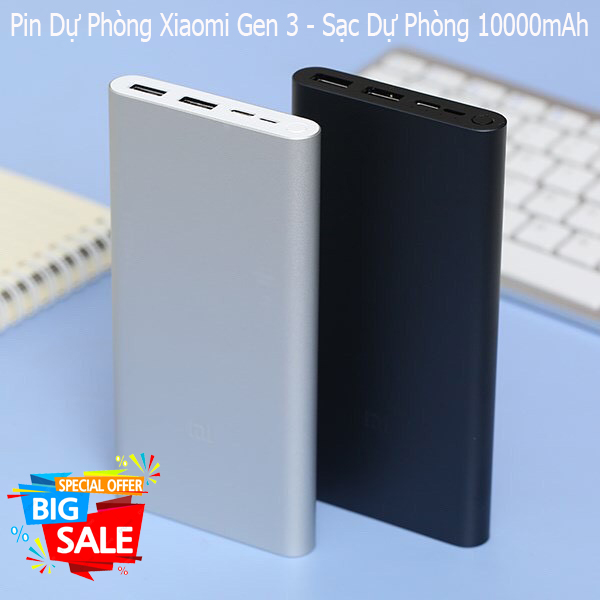 [ MẪU HÓT ] [ HÀNG CHÍNH HÃNG ] Pin sạc dự phòng Xiaomi 10000mAh gen 3 Chính Hãng, cổng USB, type C Fast Charge Power Bank - Chất Lượng Cao, Thiết Kế Mỏng Tinh Tế Sang Trọng, BH uy tín 1 đổi 1.