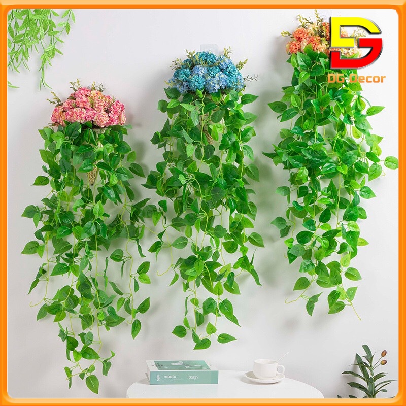 Giỏ hoa treo tường hoa trang trí ban công dài 80cm cắm sẵn nhiều mẫu tặng móc treo dc_126