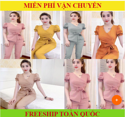 Set bộ vạt chéo thắt nơ mặc đi chơi đẹp sang chảnh giá sỉ xưởng thời trang giá sỉ th kho sỉ đồ bộ th