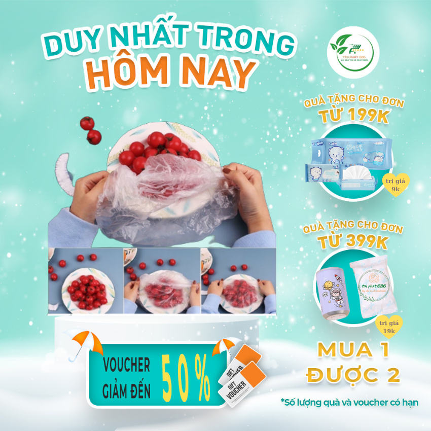 Combo 100 màng bọc thức ăn puca, màng bọc thực phẩm có bo chun co giãn_tín phát 686
