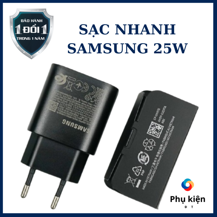 Bộ Sạc SAMSUNG Chính Hãng Sạc Siêu Nhanh 25W Chân Micro USB và Chân Type C - Bảo Hành 1 đổi 1