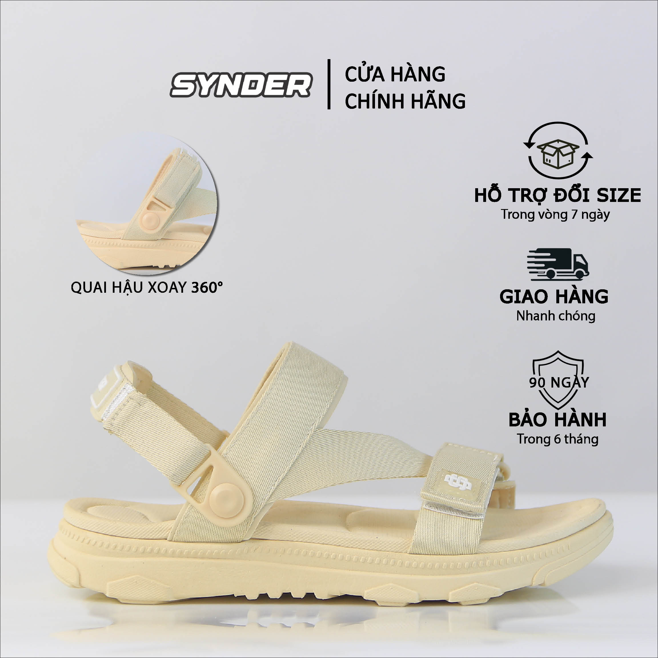 Giày Sandal SYNDER SD2 Màu Be Full [ kèm hộp + vớ ]