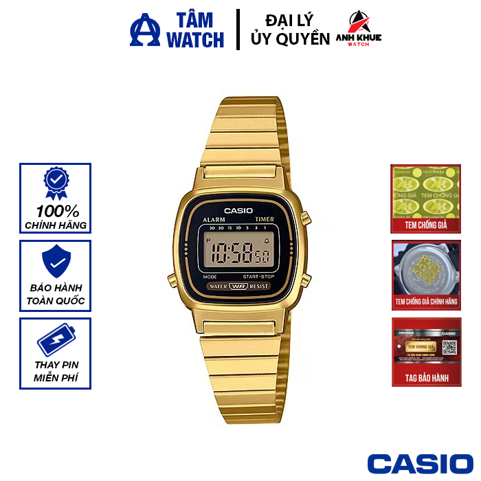 Đồng hồ nữ dây kim loại casio standard chính hãng anh khuê la670wga-1df