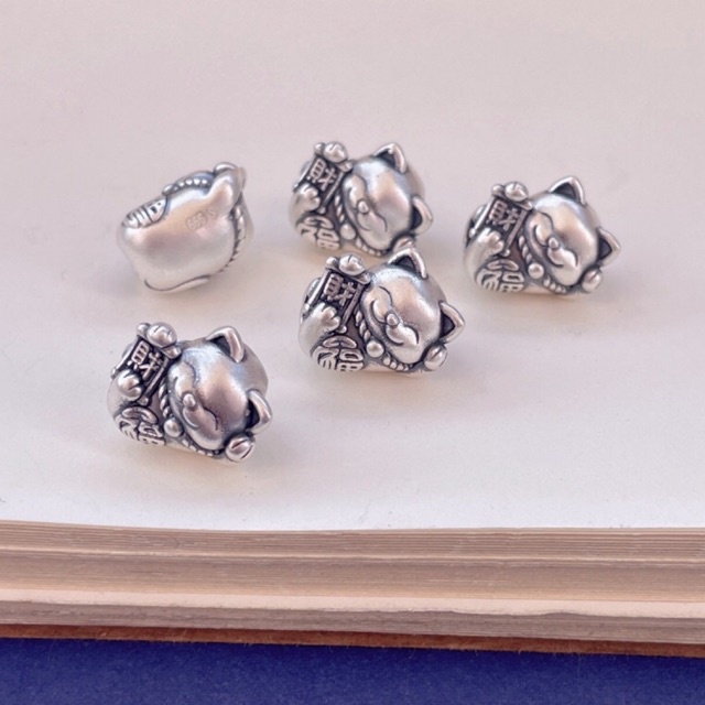 Charm bạc 3d treo mèo thần tài - mh733