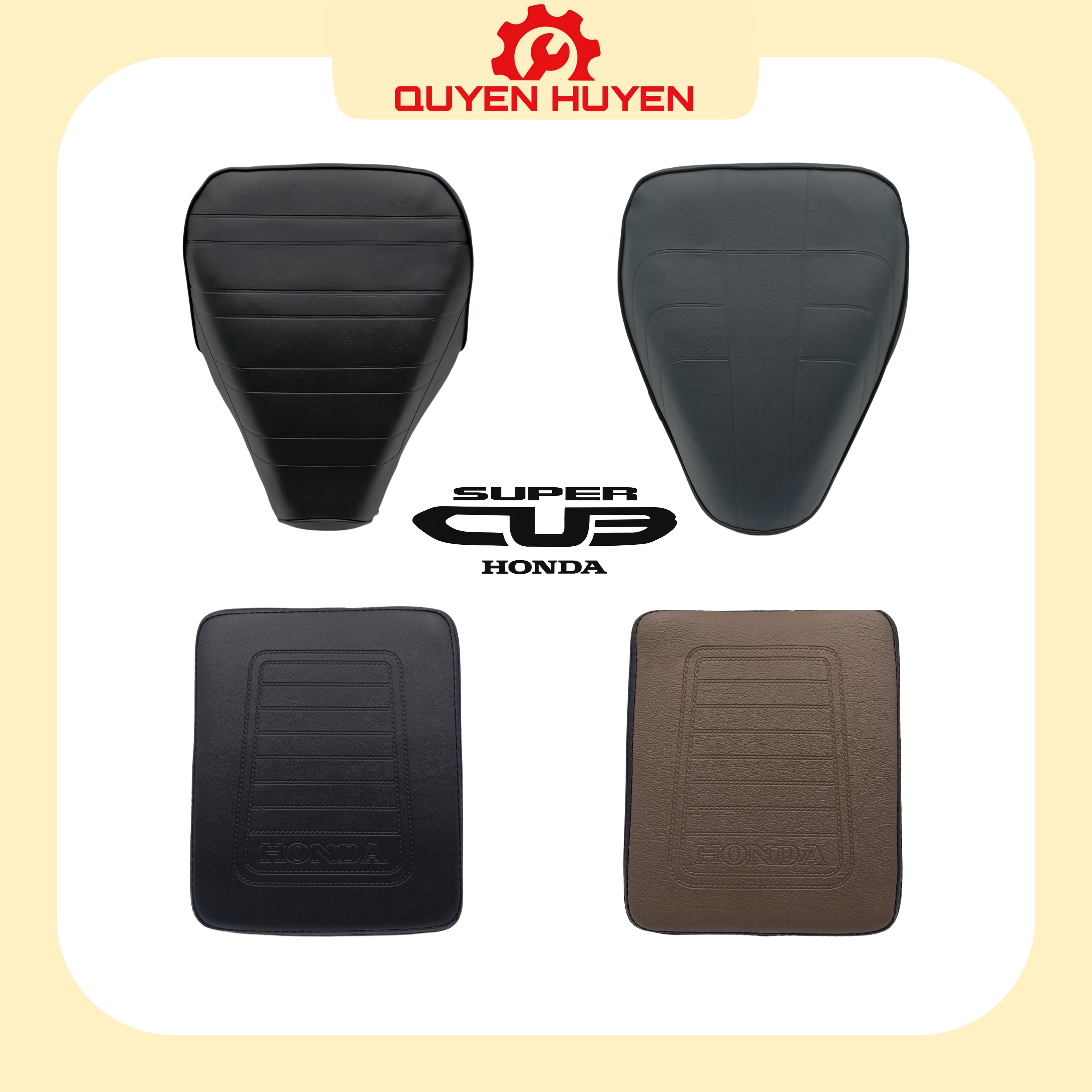 Bộ yên trước và sau dành cho xe Cub 81, 82, DD - Chất liệu Da Simili - Chống chịu nắng mưa tốt - Bền bỉ theo thời gian