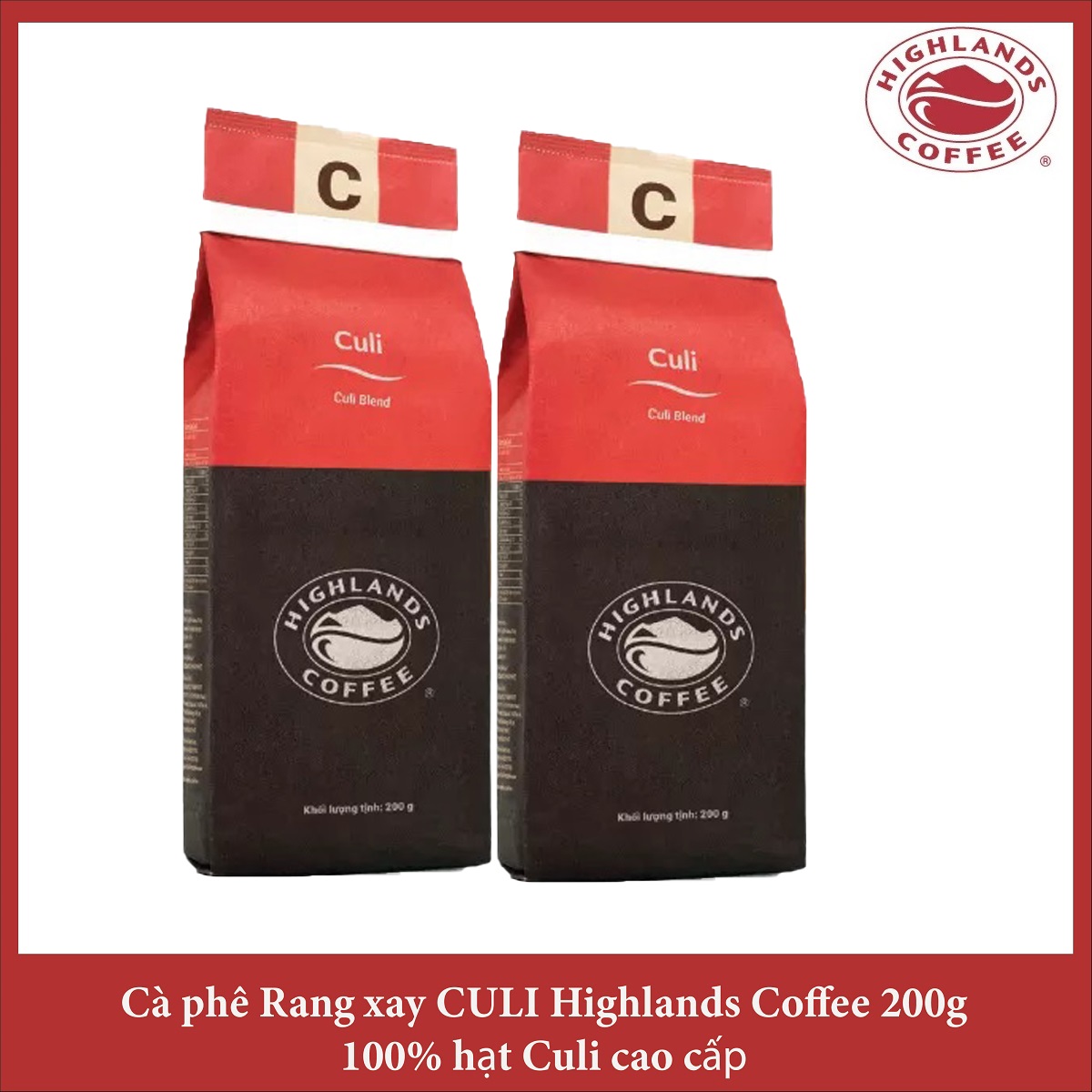 Combo 2 gói Cà phê Rang xay Culi Highlands Coffee 200g