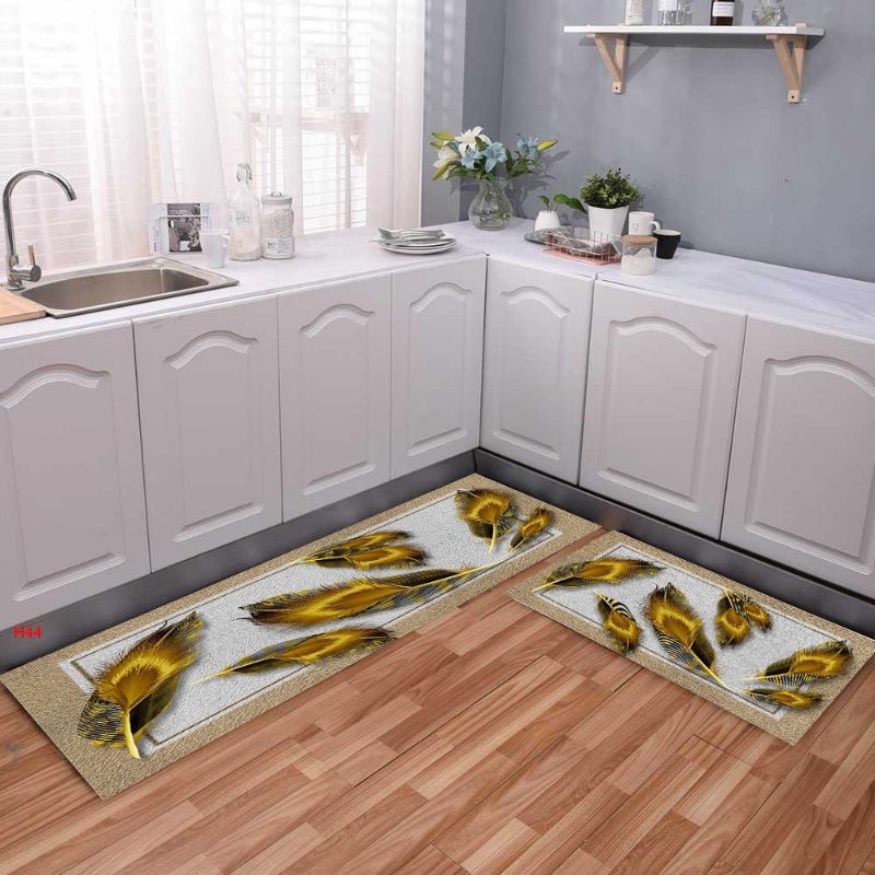 Bộ 2 thảm trải sàn nhà bếp, Thảm bếp, Thảm bếp 3D, chống trơn trượt